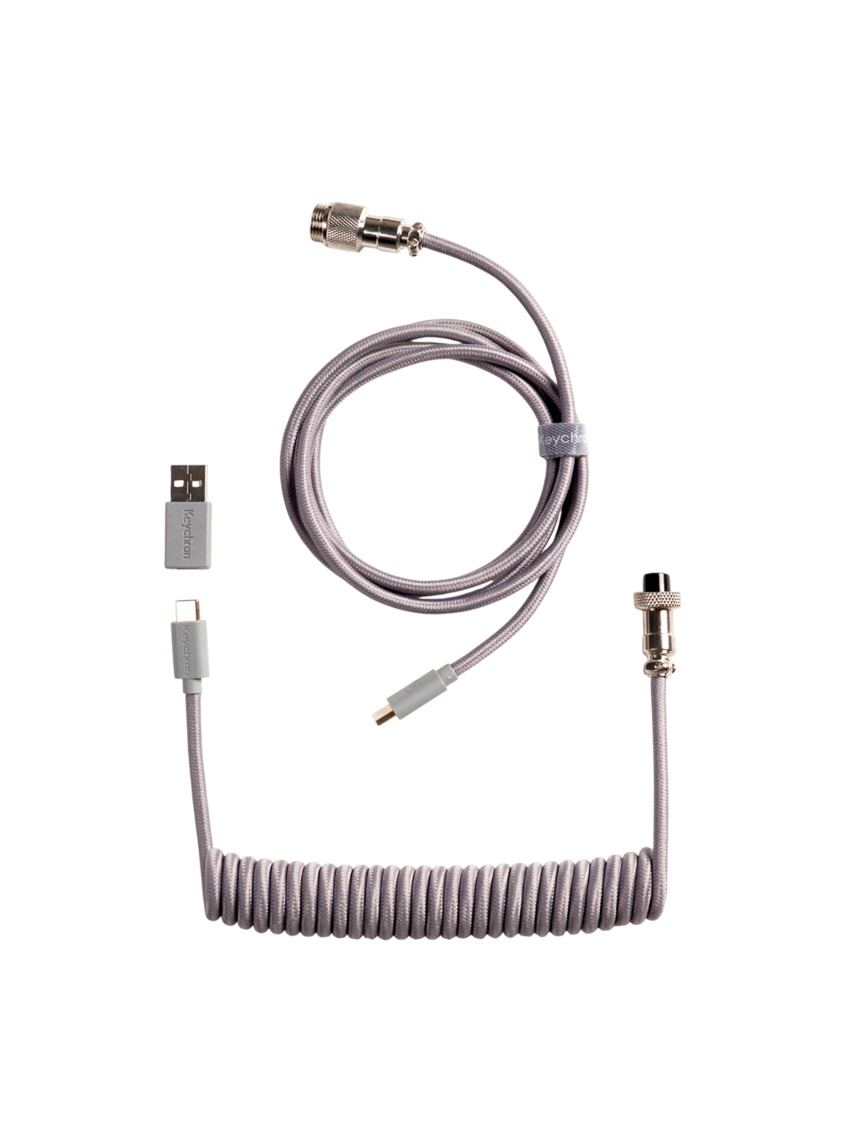 Keychron Gewendeltes Aviator USB 8K-Kabel, gerade (Gray) - Tastaturkabel - Grau