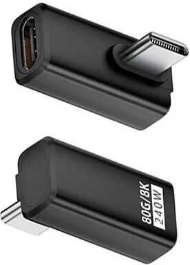 INF 240W 80Gbps USB-C Buchse auf Stecker Adapter - Rechtwinklig (2er-Pack) Schwarz