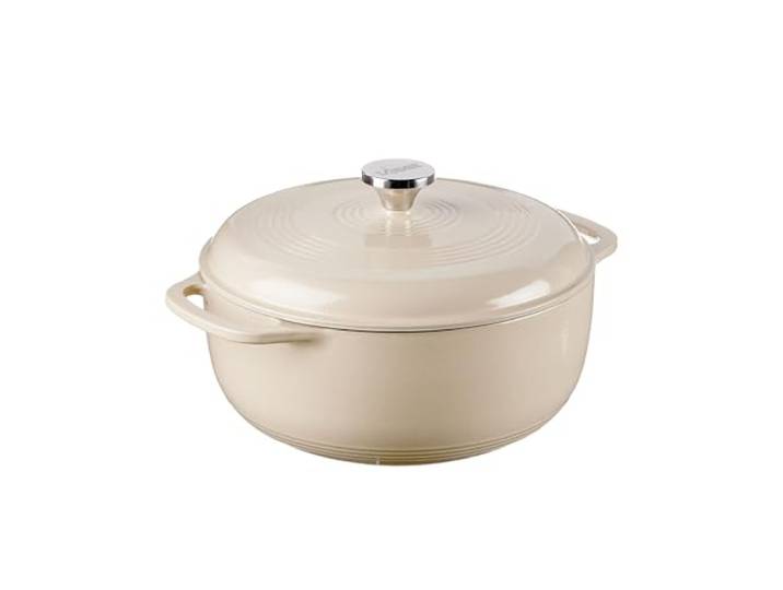 Lodge Schmortopf aus emailliertem Gusseisen mit Deckel, Doppelgriffe, ofenfest bis 260 °C oder auf dem Herd, zum Marinieren, Kochen, Backen, Kühlen und Servieren, Sandelholz
