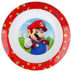 Stor, Kindergeschirr + Kinderbesteck, Wiederverwendbare Mikrowellenschüssel für Kinder - Super Mario