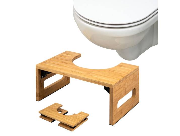 eluno Toilettenhocker Bambus, natur, Naturfarben, Holz, 43.5x18.5x28 cm, Badezimmer, WC Ausstattung, WC Sitze