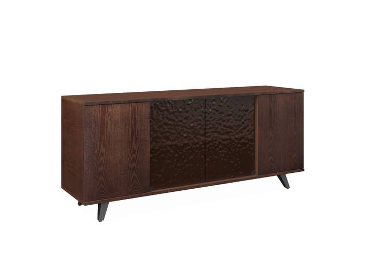 Sideboard Zelia Holz/Glas Braun/Walnussfarben