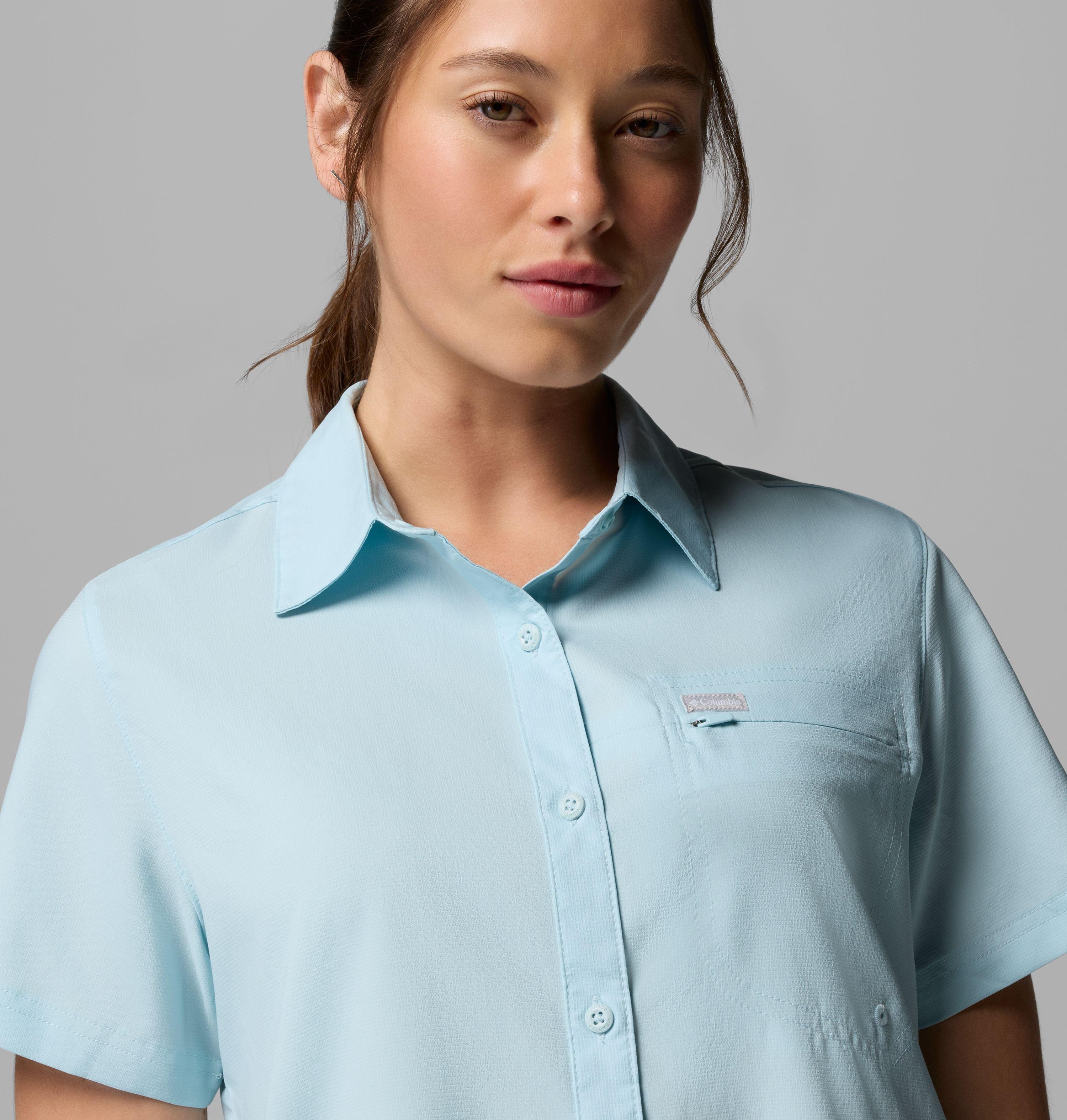 Funktionsbluse COLUMBIA, Damen, Gr. XS (32), blau (marine light), Obermaterial: 100% Polyester, Blusen Funktionsbluse, für Wandern und sportliche Aktivitäten geeignet, sportlicher Stil marine light XS (32)