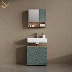 BADMÖBEL-SET Ronco, Grün/Goldkraft Eiche, 2-teilig
