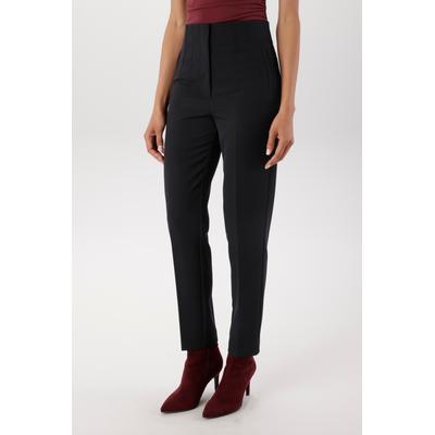 Anzughose ANISTON SELECTED, Damen, Gr. 38, N-Gr, schwarz, Web, Obermaterial: 100% Polyester, unifarben, figurbetont knöchelfrei, Hosen Anzughose, mit Bügelfalten - NEUE KOLLEKTION