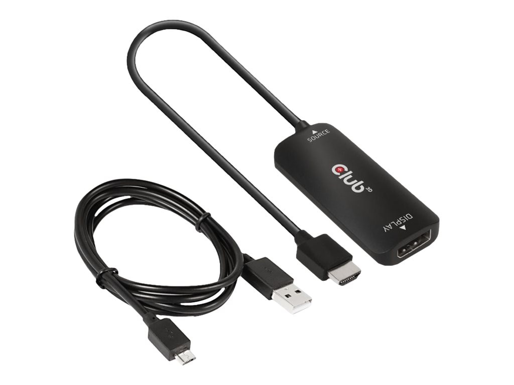 Club3D Club 3D HDMI + Micro USB auf DisplayPort 4K120Hz oder 8K30Hz St/B Adapter CAC-1335