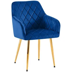 CLP Esszimmerstuhl Monett Samt G   Farbe: dunkelblau, Material Gestell: Metall gold