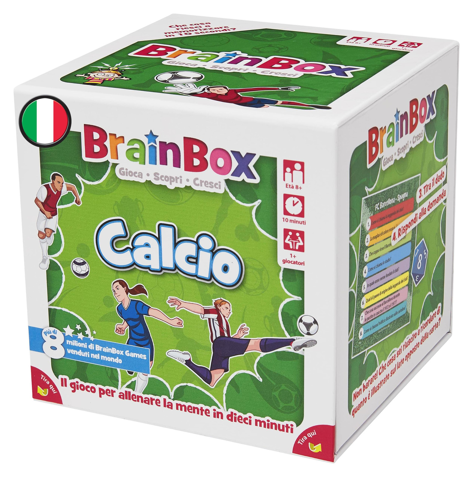 Asmodee BrainBox Voetbal - Educatief spel voor 1+ spelers vanaf 8 jaar - Italiaanse editie