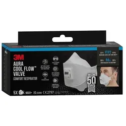 3M Atemschutzmasken »Aura™ Comfort Cool Flow™ 9322+« FFP2 NR D 5 Stück