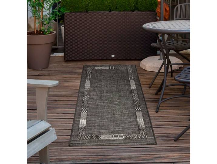 Andiamo Montana rechteckig 5 mm Höhe Flachgewebe, meliert, mit Bordüre, In- und Outdoor geeignet