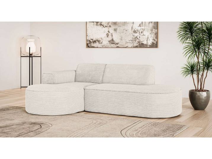 OTTO home Ecksofa ADELLA Design-Sofa mit Recamiere rechts/links, 248/159/76 cm, L-Form mit Wellenunterfederung, runde Form, auch in Cord