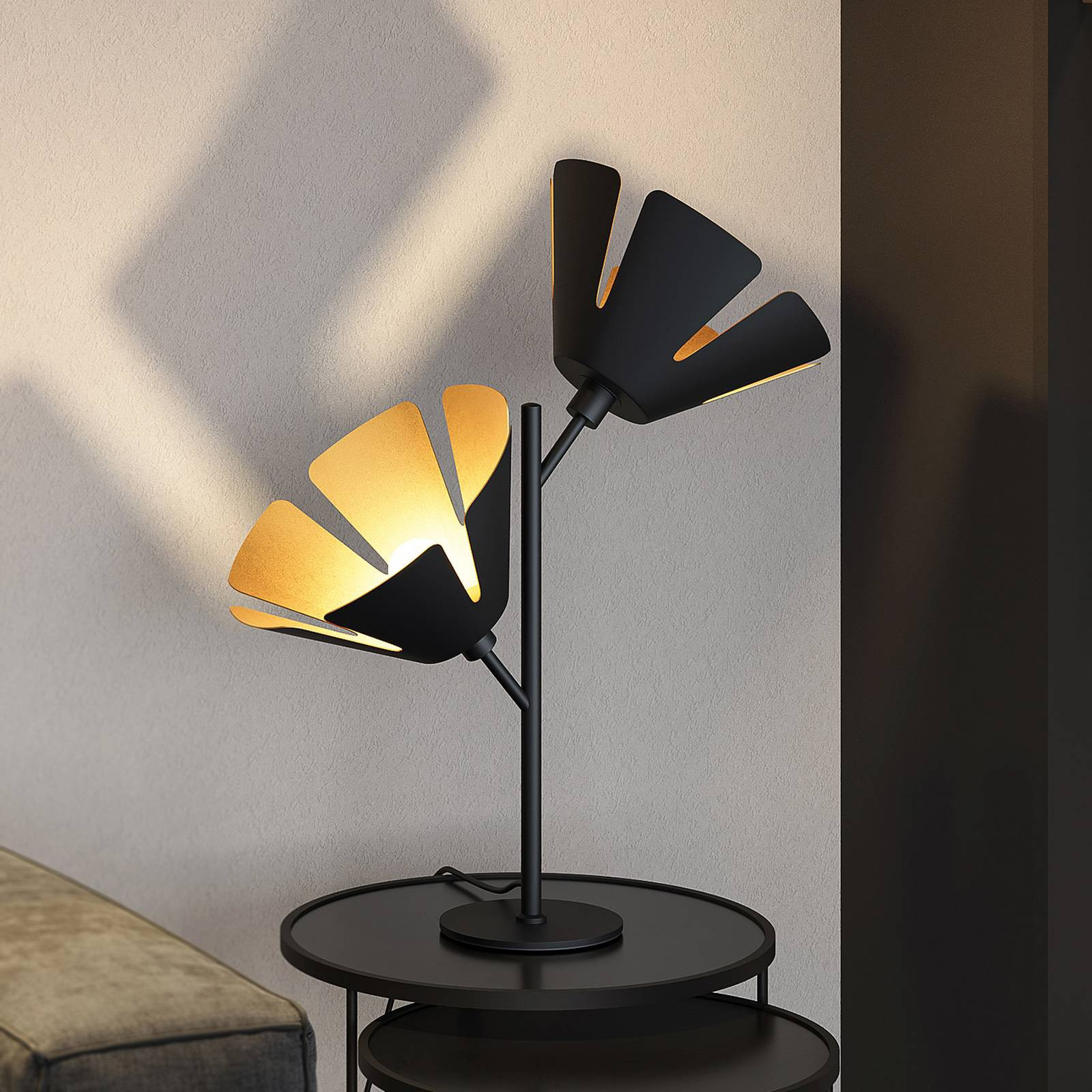 Lucande Jemmily Design Tafellamp, Zwart, Aluminium