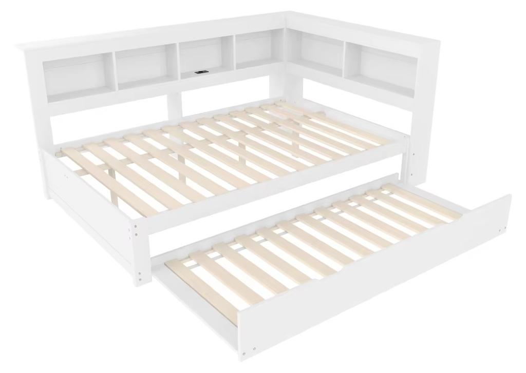 Tagesbett - Schlafsofa - 140 x 200 cm - Ausziehbett - Steckdose - 2 USB-Anschlüsse - Lattenrost - Ohne Matratze