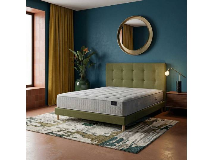 Matelas latex hybride ensachés h26 sommier tête de lit foncé