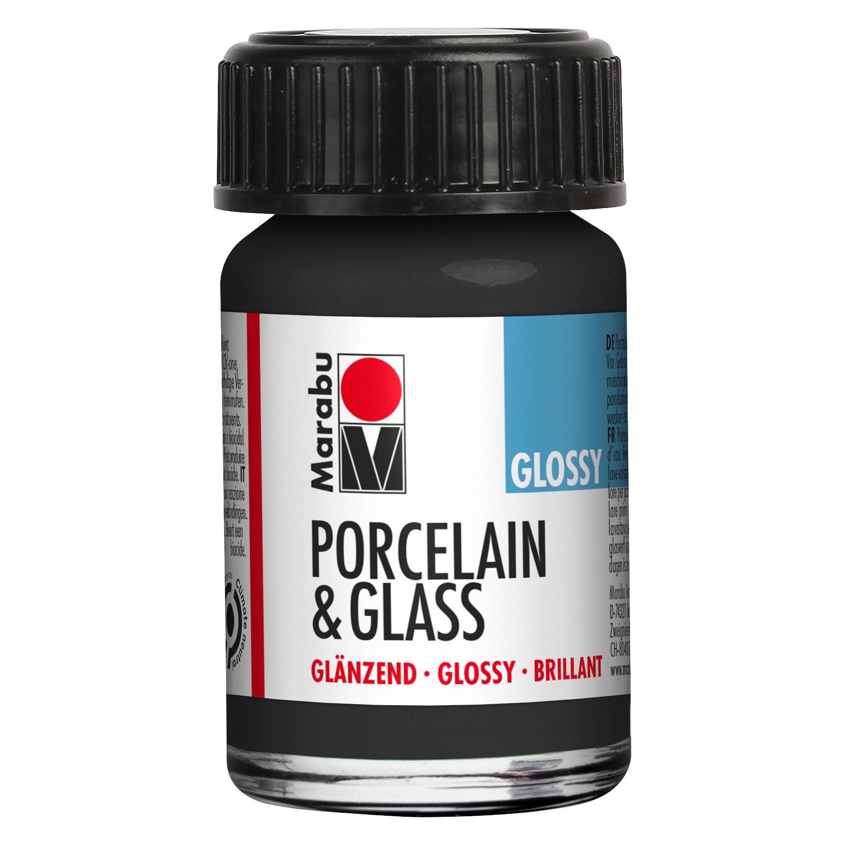 Marabu Glas- und Porzellanfarbe 073 Schwarz, 15 ml (15 ml) (11150039073)