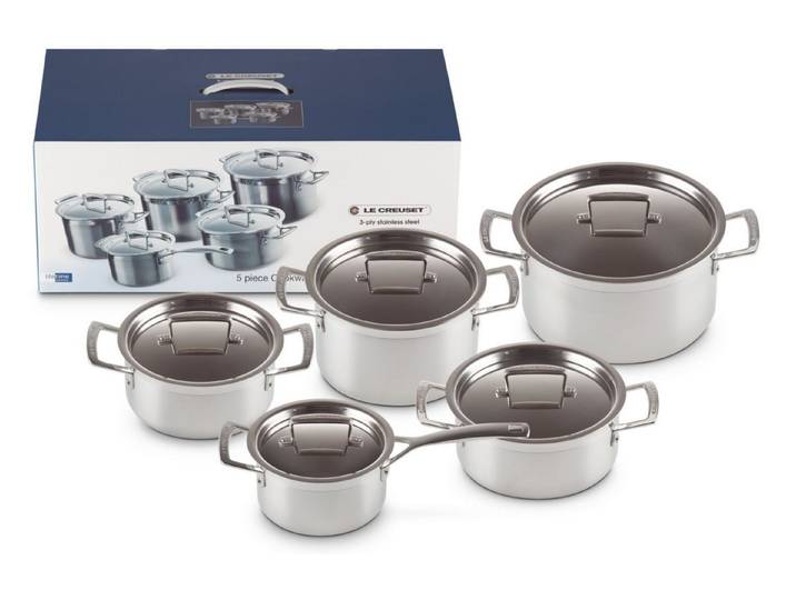 LE CREUSET Topf-Set 3-ply Kochgeschirr-Set 5tlg, Edelstahl