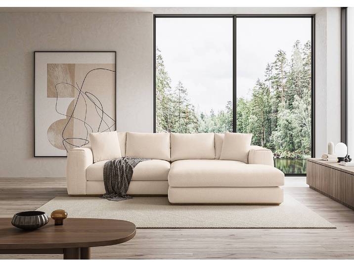 Ecksofa Palabra Beige Chenille Marisa 284 x 78 x 170cm Longchair davorstehend rechts Modern