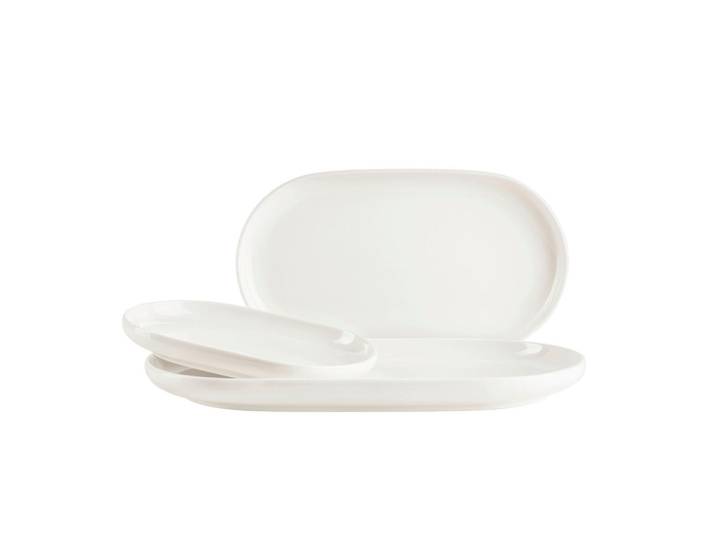 Mäser Servierplatten-Set, Weiss, Keramik, 3-teilig, oval, Geschirr, Tischkultur & Serviergeschirr, Servierplatten