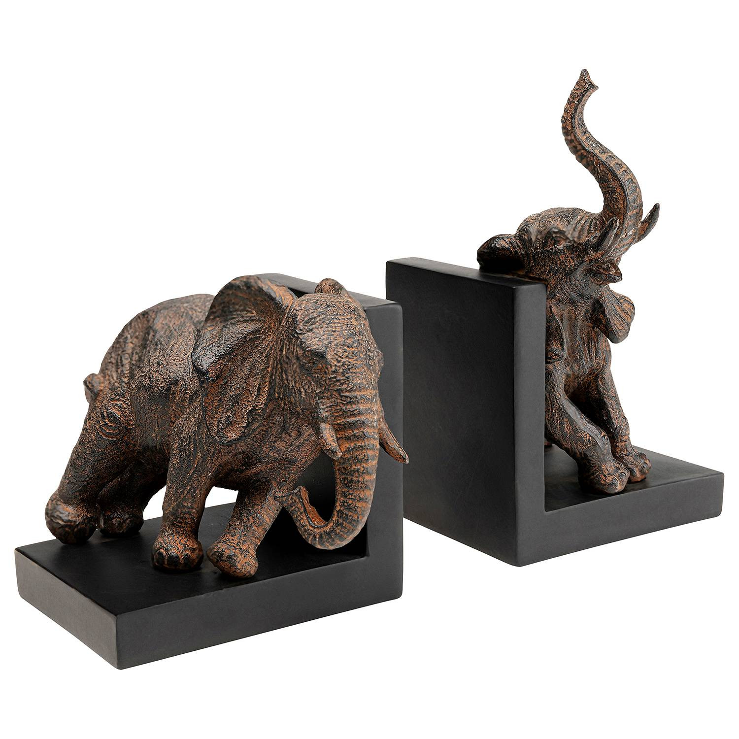 Kare Design Boekensteun Olifanten 2-delig Grijs Bruin Kunststeen B/D/H: 47 x 42 x 36 cm