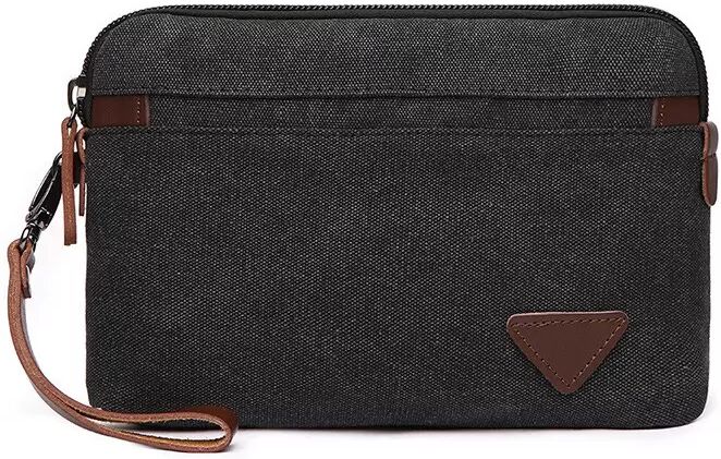 INF Herren Canvas Clutch Tasche, große Clutch Tasche mit Reißverschluss für Herren Schwarz