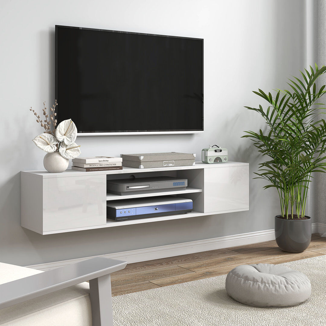 Metro Boesch Floating TV Stand Cabinet, TV Unit for Television up to 60" White 60"