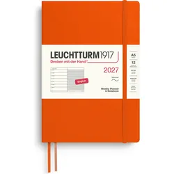 Leuchtturm 1917 Wochenplaner und Notizbuch liniert Softcover 2027 EN A5, orange