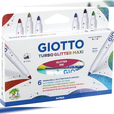 GIOTTO F426600 Faserschreiber Turbo Glitter Maxi - 6 Farben sortiert
