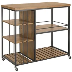 SoBuy Kücheninsel mit 3 Regalböden Braun 108x45x92cm Industriell