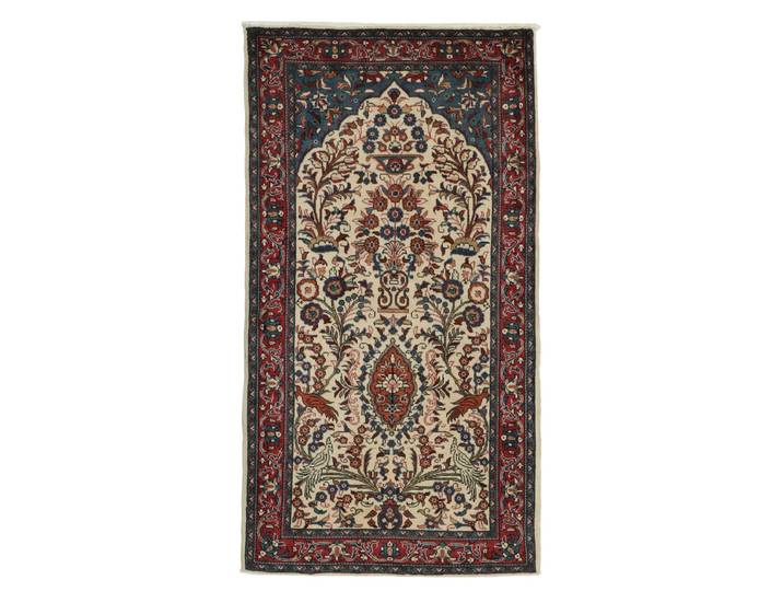 Mahal Teppich 71x129 Handgeknüpft Orientteppich Perserteppich Wolle