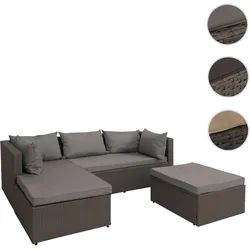 Poly-Rattan Garnitur HWC-O46, Balkon-/Garten-/Lounge-Set Sofa Sitzgruppe ~ grau Polster hellgrau