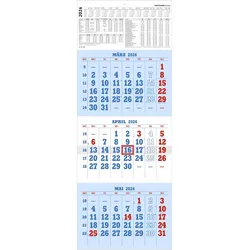 ZETTLER Dreimonatskalender 952 29,7x78cm blau/rot 2026