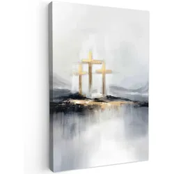 LEINWANDBILD Abstrakt - Malerei - Christentum - Kreuz Deko XXL 80x120 cm