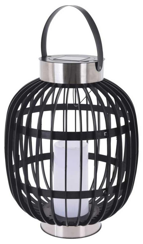 ProGarden LED-solar lantaarn met kaars, zwart, Hoogte: 35 cm