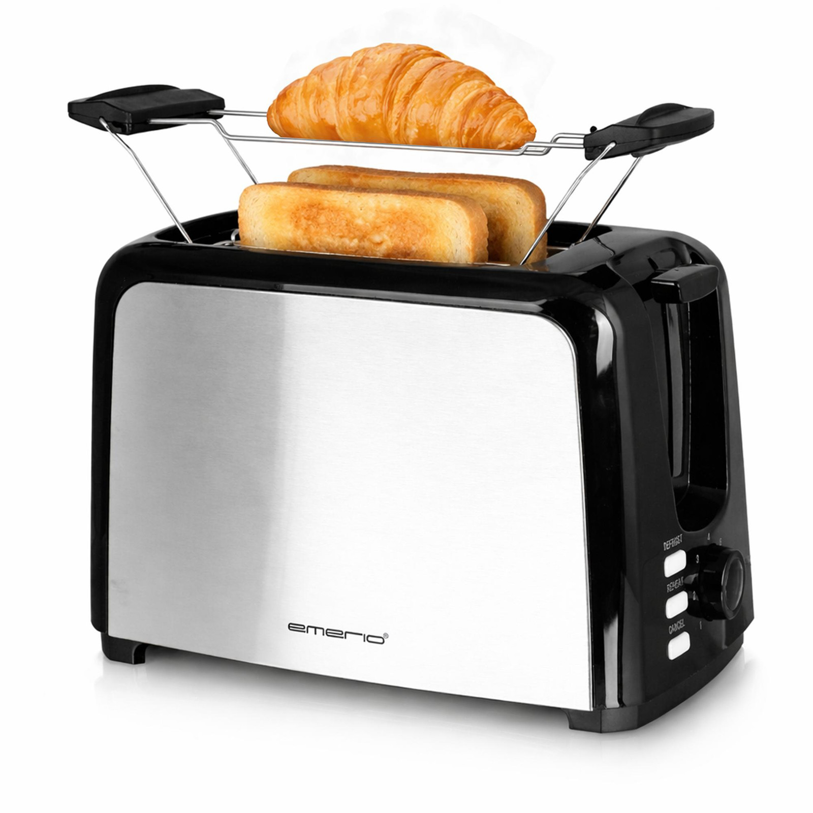 Emerio Broodrooster TO-123924 – 750 W – 2 Sleuven – RVS – Zilverkleurig