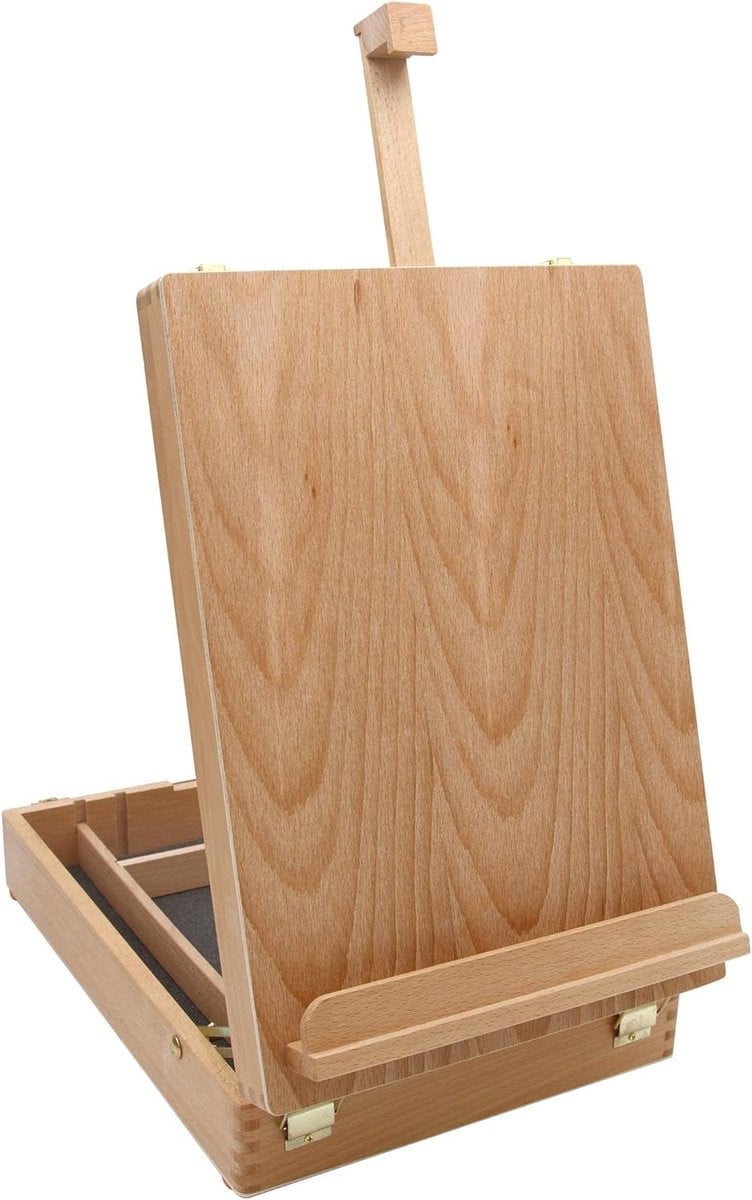 Tafelezel met gereedschapskoffer en spieraam tot 60 cm hoog voor schilderen