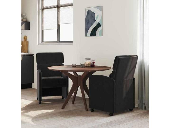 Chaise/Fauteuils de Salle à Manger avec Roues 2 pc Velours Noir - élégance et confort（10126)