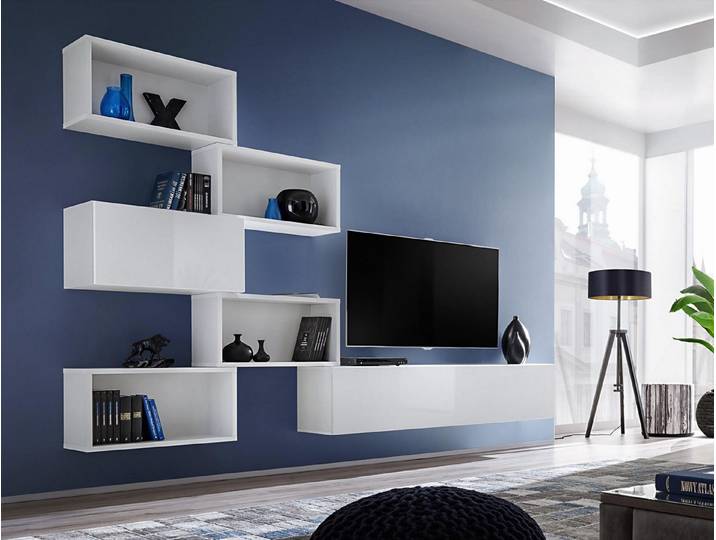 JVmoebel Wohnwand Moderne Wohnkombination aus Holz mit TV-Element und Regal, Made in Europa
