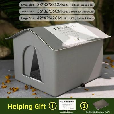 Uplift Essentials Waterproof Winter Shelter For Cats And Dogs Warm All Season Pet House l grey