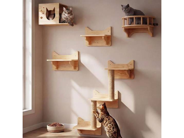 Étagères murales pour Chats Ensemble de Meubles muraux perchoirs et étagères d'Escalade pour Maison intérieure à Fixation Murale