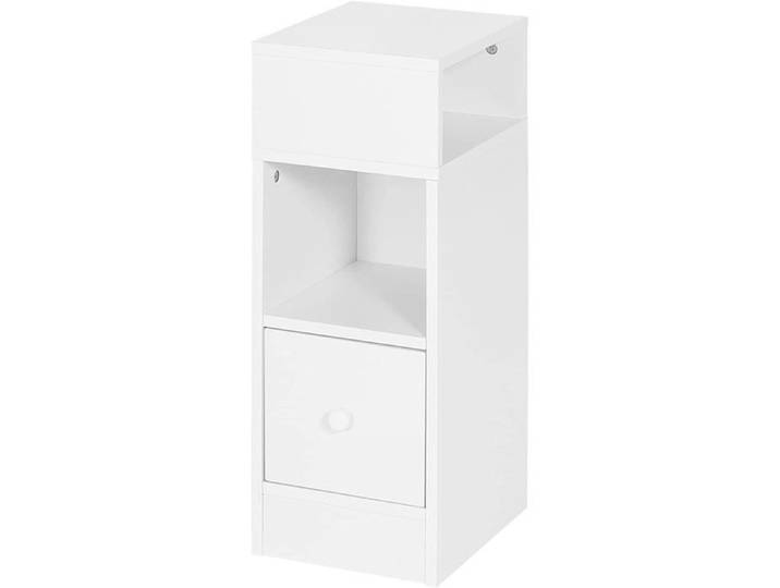 Table de Chevet Étroite Table de Nuit avec 2 Compartiments Ouverts et 1 Tiroir 25x30x66cm Meuble de Rangement Compacte [41]