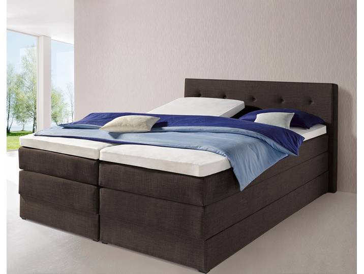 Boxspringbett, 200x200 cm, Polyester, Braun, Mit Bettkasten, Landhaus, Hapo