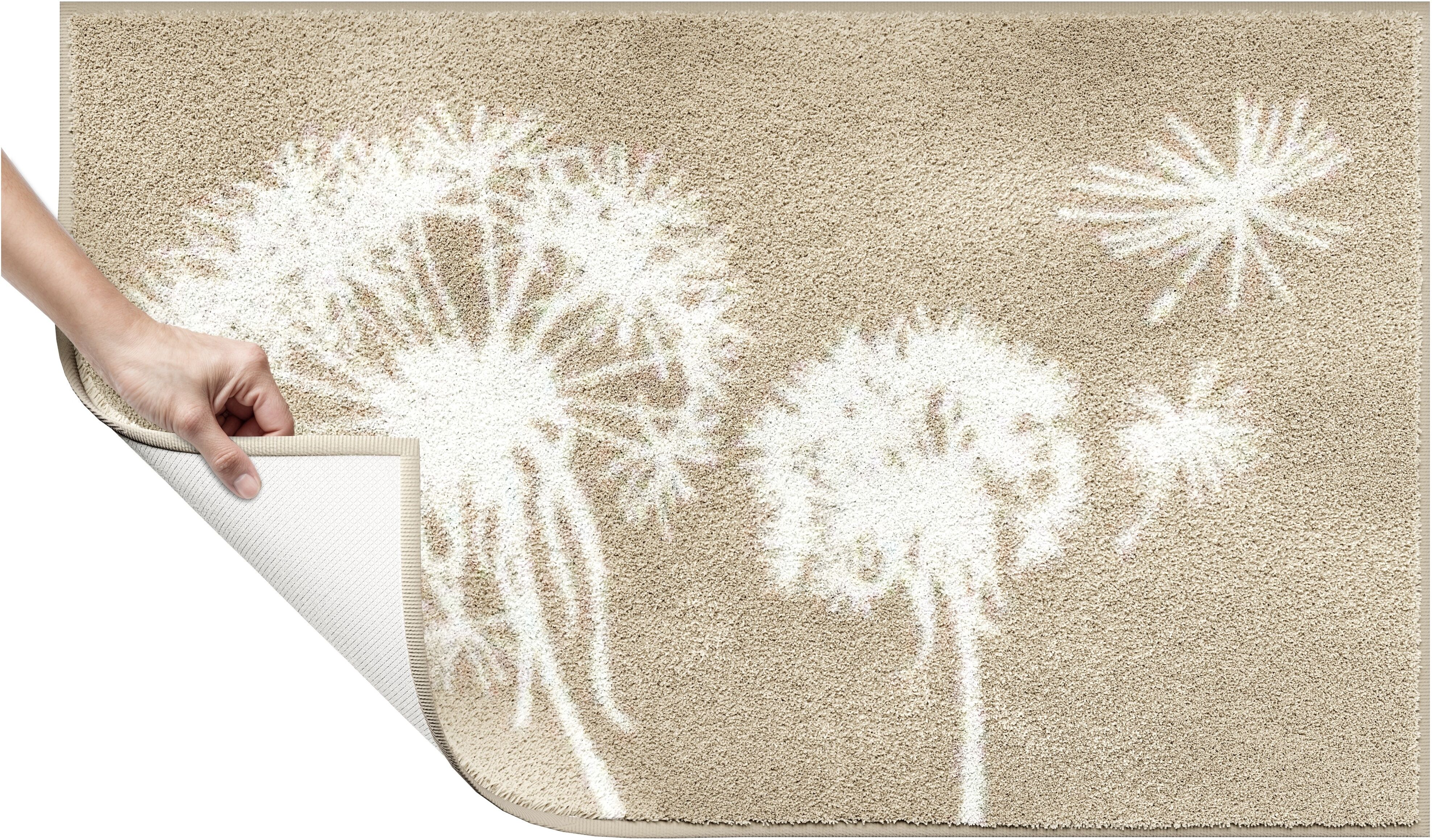 Badematte GRUND "Pusteblume, Badvorleger, Badezimmer Teppich, sehr weich" Gr. 1, beige (naturtöne), H:20mm, Polyacryl, Badematten, Badematte, weiche Haptik, auch als 2-teiliges Set erhältlich, Made in Europe naturtöne rechteckig (55cm x 50cm )