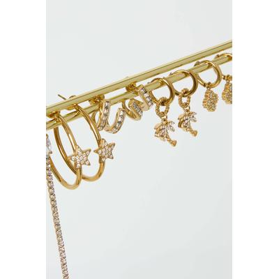 Paar Ohrstecker ADELIA´S "LIVAYA", Damen, Gr. Damen, Edelstahl, gold (goldfarben), Ohrringe, Trendig durch den doppelten Steg mit Strassbesatz.