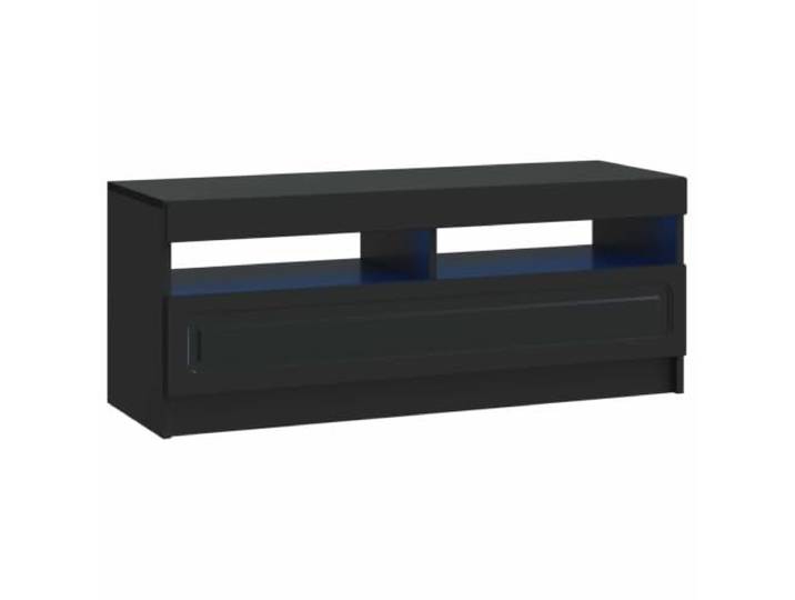 GKHPYURE TV-Schrank mit LED, schwarz, aus Holz, platzsparendes Design Integrierte LED-Leuchten, 90° umkehrbare Anschlüsse, 17,7 kg, nur für den Innenbereich, Montage erforderlich
