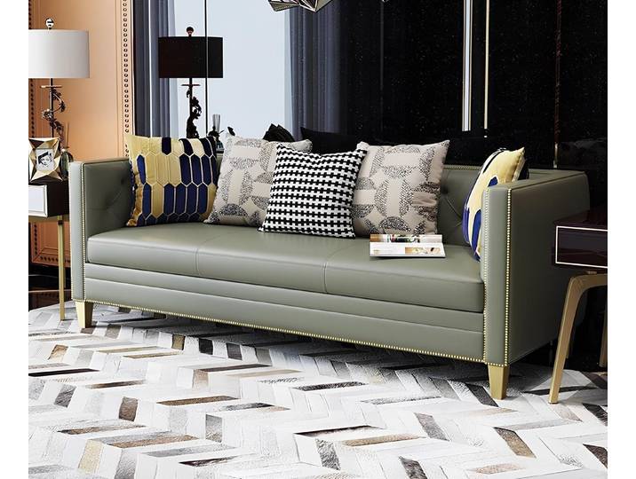 JVmoebel Chesterfield-Sofa Elegante grüne Leder-Sofa Garnitur mit verstellbaren Funktionen, Set, Made in Europa