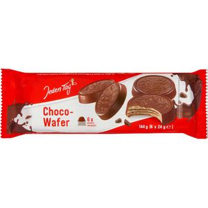 JedenTag Waffeln Choco Wafer, mit Kakaocreme & Schokolade, einzeln verpackt, 144 g, 6 Stück