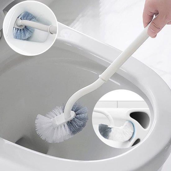 2-delige kunststof toiletborstelset met randreiniger en vrijstaande houder, wit