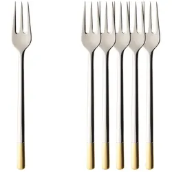 Villeroy & Boch Multipack Ella teilvergoldet Kuchengabel - 6 Stück, Besteck, Silber