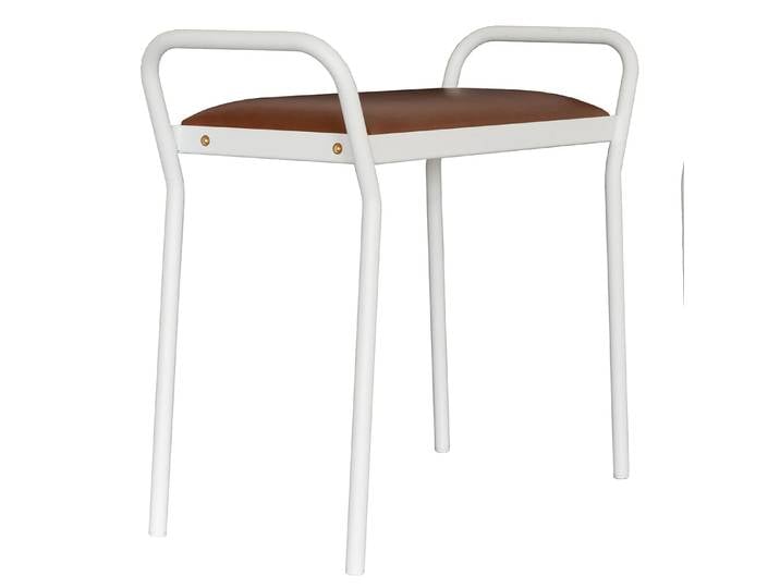 Maze Anyone Hocker Weiß mit vintage cognac Leder
