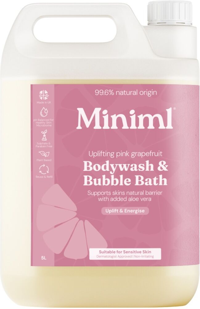 Miniml Bodywash & Bubble Bath Uplifting Pink Grapefruit 5L Refill